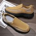 Men's Beige Slip-On Walking Shoes with Breathable Mesh, Durable Rubber Sole, Ideal for Daily Comfort and Outdoor Activities