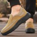 Men's Beige Slip-On Walking Shoes with Breathable Mesh, Durable Rubber Sole, Ideal for Daily Comfort and Outdoor Activities