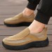 Men's Beige Slip-On Walking Shoes with Breathable Mesh, Durable Rubber Sole, Ideal for Daily Comfort and Outdoor Activities