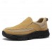 Men's Beige Slip-On Walking Shoes with Breathable Mesh, Durable Rubber Sole, Ideal for Daily Comfort and Outdoor Activities