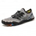 Men's Barefoot Trail Sneakers - Vibrant Red, Rugged Sole, Lace-Free Design - Perfect for Hiking & Outdoor Adventures