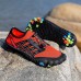 Men's Barefoot Trail Sneakers - Vibrant Red, Rugged Sole, Lace-Free Design - Perfect for Hiking & Outdoor Adventures