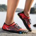 Men's Barefoot Trail Sneakers - Vibrant Red, Rugged Sole, Lace-Free Design - Perfect for Hiking & Outdoor Adventures