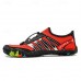 Men's Barefoot Trail Sneakers - Vibrant Red, Rugged Sole, Lace-Free Design - Perfect for Hiking & Outdoor Adventures