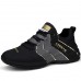 Men's Black and Gray Athletic Sneakers with Gold Accents, Lightweight Running Shoes for Training and Casual Wear