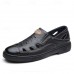 Men's Brown Leather Sandals with Breathable Cutout Design - Comfortable Footwear for Summer, Beach and Outdoor Activities