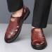 Men's Brown Leather Sandals with Breathable Cutout Design - Comfortable Footwear for Summer, Beach and Outdoor Activities
