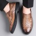 Men's Brown Leather Sandals with Breathable Cutout Design - Comfortable Footwear for Summer, Beach and Outdoor Activities