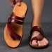 Men's Microfiber Leather Sandals Slippers & Flip-Flops Black Summer Casual Vacation Beach Breathable Buckle Yellow-Brown Red Brown Shoes