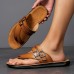 Men's Microfiber Leather Sandals Slippers & Flip-Flops Black Summer Casual Vacation Beach Breathable Buckle Yellow-Brown Red Brown Shoes