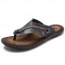 Luxury Brown Faux Leather Men's Flip-Flops with Embossed Design and Braided Strap - Premium Comfort Footwear for Stylish Casual Outings