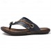 Luxury Brown Faux Leather Men's Flip-Flops with Embossed Design and Braided Strap - Premium Comfort Footwear for Stylish Casual Outings