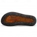 Luxury Brown Faux Leather Men's Flip-Flops with Embossed Design and Braided Strap - Premium Comfort Footwear for Stylish Casual Outings