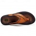 Luxury Brown Faux Leather Men's Flip-Flops with Embossed Design and Braided Strap - Premium Comfort Footwear for Stylish Casual Outings