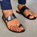Men's Brown Faux Leather Open-Toe Sandals Adjustable Buckle Strap Design, Lightweight and Comfortable for Casual Summer Wear