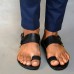 Men's Brown Faux Leather Open-Toe Sandals Adjustable Buckle Strap Design, Lightweight and Comfortable for Casual Summer Wear