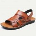 Men's Brown Leather Sport Sandals with Adjustable Strap Comfortable and Durable for Outdoor Activities and Casual Wear