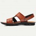 Men's Brown Leather Sport Sandals with Adjustable Strap Comfortable and Durable for Outdoor Activities and Casual Wear