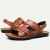 Men's Brown Leather Sport Sandals with Adjustable Strap Comfortable and Durable for Outdoor Activities and Casual Wear