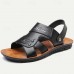 Men's Brown Leather Sport Sandals with Adjustable Strap Comfortable and Durable for Outdoor Activities and Casual Wear