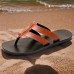 Men's Sandals Slippers & Flip-Flops Flat Sandals Microfiber Breathable Comfortable Slip Resistant Loafer Black Brown Khaki