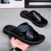 Men's Black Crocodile Pattern Slide Sandals Non-Slip Cross Strap Summer Slippers for Casual & Beach Wear