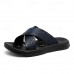 Men's Black Crocodile Pattern Slide Sandals Non-Slip Cross Strap Summer Slippers for Casual & Beach Wear