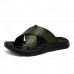 Men's Black Crocodile Pattern Slide Sandals Non-Slip Cross Strap Summer Slippers for Casual & Beach Wear