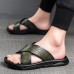 Men's Black Crocodile Pattern Slide Sandals Non-Slip Cross Strap Summer Slippers for Casual & Beach Wear