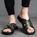 Men's Black Crocodile Pattern Slide Sandals Non-Slip Cross Strap Summer Slippers for Casual & Beach Wear