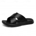 Men's Black Crocodile Pattern Slide Sandals Non-Slip Cross Strap Summer Slippers for Casual & Beach Wear