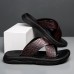 Men's Black Crocodile Pattern Slide Sandals Non-Slip Cross Strap Summer Slippers for Casual & Beach Wear