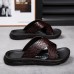 Men's Black Crocodile Pattern Slide Sandals Non-Slip Cross Strap Summer Slippers for Casual & Beach Wear