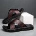 Men's Black Crocodile Pattern Slide Sandals Non-Slip Cross Strap Summer Slippers for Casual & Beach Wear