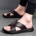 Men's Black Crocodile Pattern Slide Sandals Non-Slip Cross Strap Summer Slippers for Casual & Beach Wear
