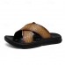 Men's Black Crocodile Pattern Slide Sandals Non-Slip Cross Strap Summer Slippers for Casual & Beach Wear