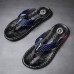 High-Performance Men's Faux Leather Flip-Flops - Black and Red with Racing-Inspired Textured Strap for Outdoor Adventures