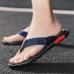 High-Performance Men's Faux Leather Flip-Flops - Black and Red with Racing-Inspired Textured Strap for Outdoor Adventures