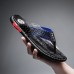 High-Performance Men's Faux Leather Flip-Flops - Black and Red with Racing-Inspired Textured Strap for Outdoor Adventures