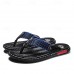 High-Performance Men's Faux Leather Flip-Flops - Black and Red with Racing-Inspired Textured Strap for Outdoor Adventures