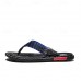High-Performance Men's Faux Leather Flip-Flops - Black and Red with Racing-Inspired Textured Strap for Outdoor Adventures