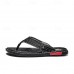 High-Performance Men's Faux Leather Flip-Flops - Black and Red with Racing-Inspired Textured Strap for Outdoor Adventures