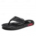 High-Performance Men's Faux Leather Flip-Flops - Black and Red with Racing-Inspired Textured Strap for Outdoor Adventures