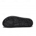High-Performance Men's Faux Leather Flip-Flops - Black and Red with Racing-Inspired Textured Strap for Outdoor Adventures