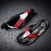 High-Performance Men's Faux Leather Flip-Flops - Black and Red with Racing-Inspired Textured Strap for Outdoor Adventures
