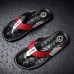 High-Performance Men's Faux Leather Flip-Flops - Black and Red with Racing-Inspired Textured Strap for Outdoor Adventures