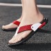 High-Performance Men's Faux Leather Flip-Flops - Black and Red with Racing-Inspired Textured Strap for Outdoor Adventures