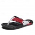 High-Performance Men's Faux Leather Flip-Flops - Black and Red with Racing-Inspired Textured Strap for Outdoor Adventures