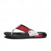 High-Performance Men's Faux Leather Flip-Flops - Black and Red with Racing-Inspired Textured Strap for Outdoor Adventures