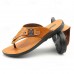 Fashion-Forward Men's Flip-Flops in Textured Tan Faux Leather with Studded Details - Ideal for Leisure Activities and Casual Wear
